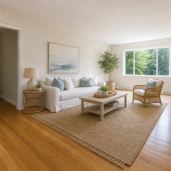 The room restyled in light coastal style