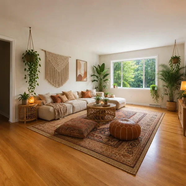 The room restyled in bohemian style